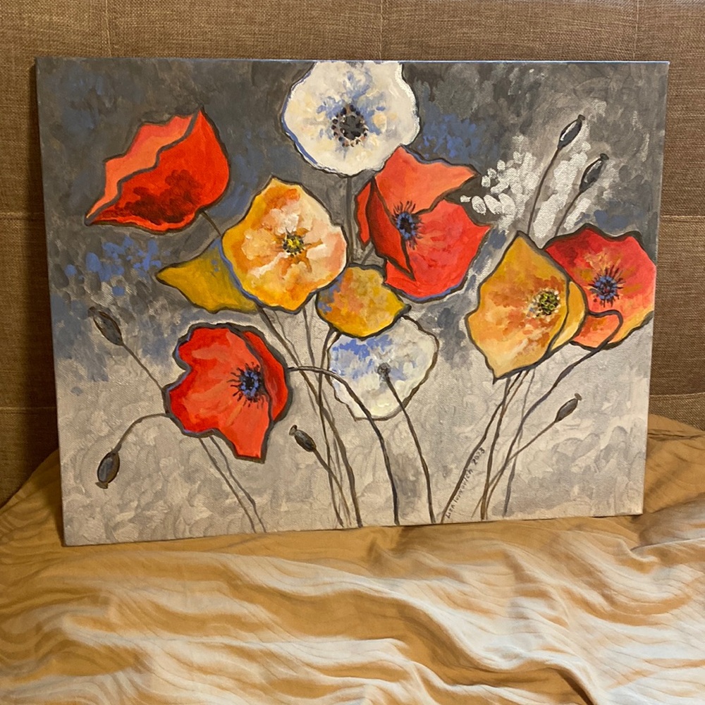 Original Painting  on canvas ‘’ Poppies ‘’ acrylic 2023 my Art ❣️